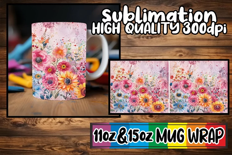 Springtime Abstract Blooms Mug Wrap 11oz 15oz
