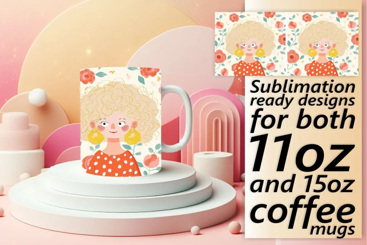 Chic Flower-Crowned Mug Wrap Design 11oz/15oz