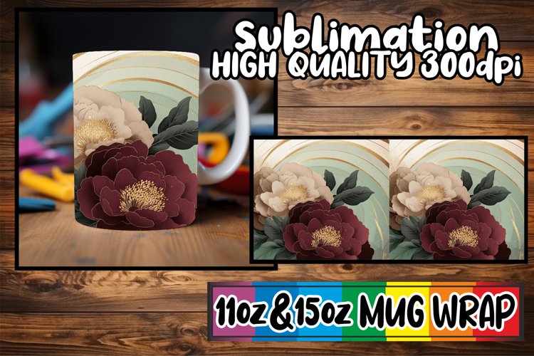 Cozy afternoons sublimation mug wrap, Flower