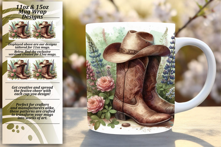 FRESH 15oz Mug Wrap PNG Design , Western