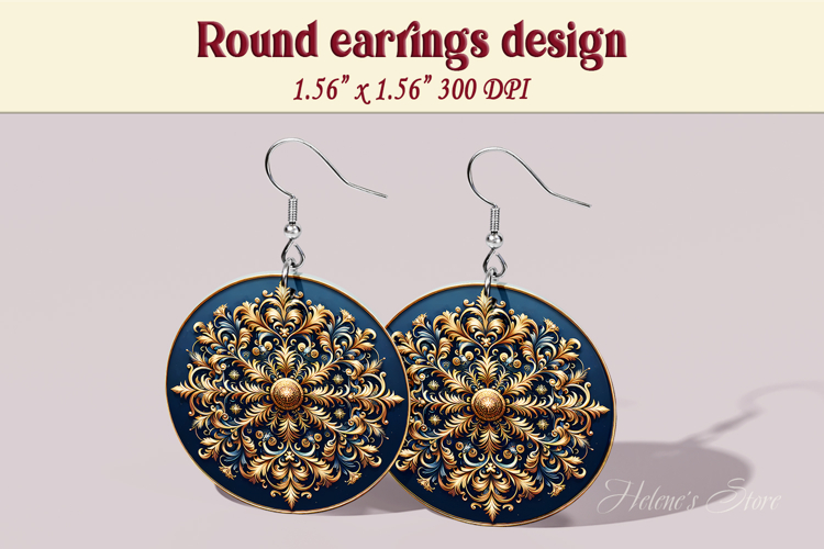 Vintage pattern earrings |Luxury Round Earring sublimation