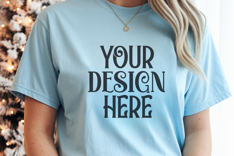 Chambray Comfort Colors 1717 Christmas Mockup, CC 1717