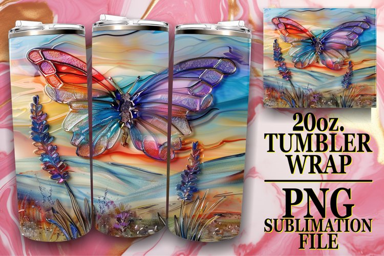 Spring Glitter Butterfly Wraps for 20oz Tumblers