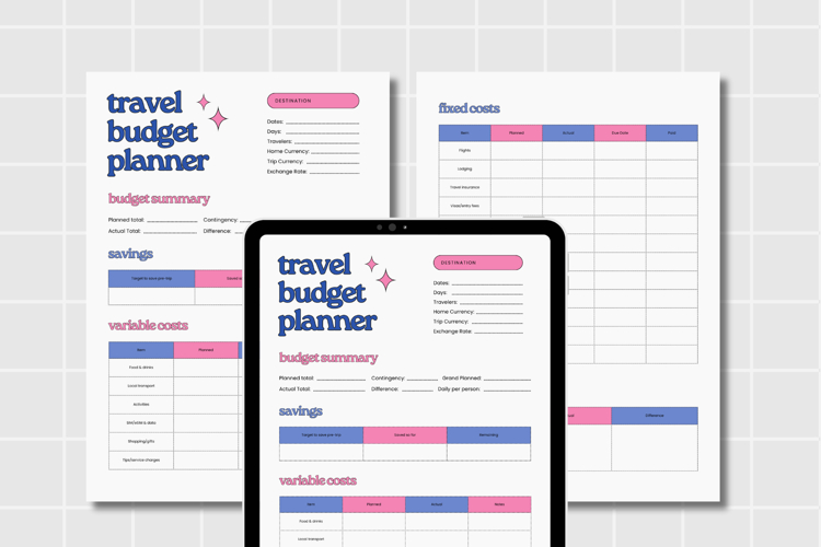 Travel Budget Planner Printable & Digital Use PDF example image 1