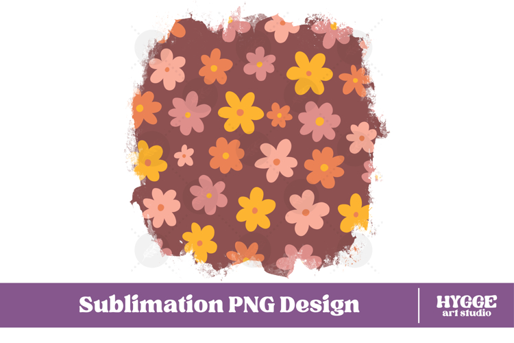 Retro Flowers Background Png Floral Paper Sublimation Splash