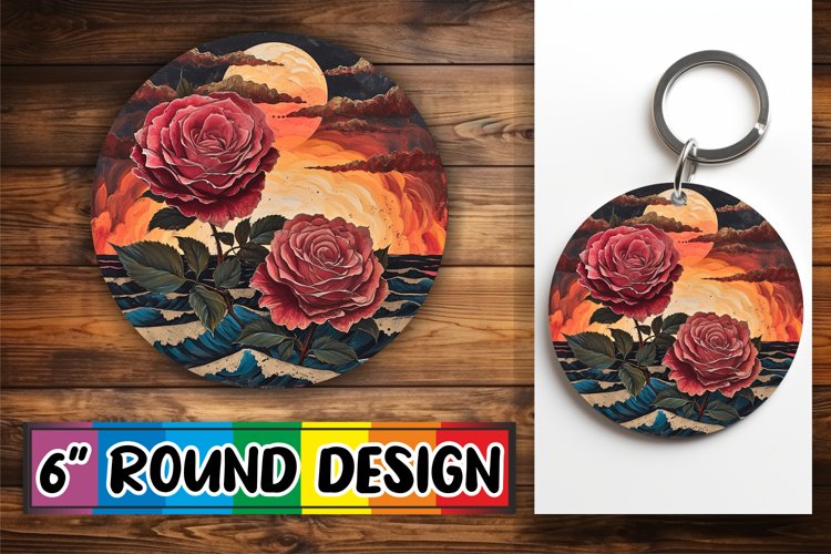 Colorful Vintage Bloom Sublimation Assortment - Round Design