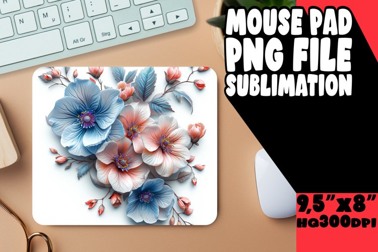 Chic Vibrant Floral Mouse Pad: Sublimation Joy example image 1