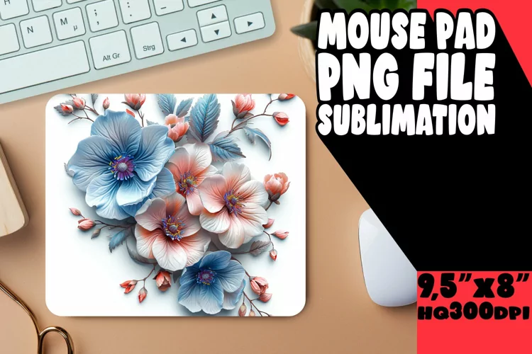 Chic Vibrant Floral Mouse Pad: Sublimation Joy