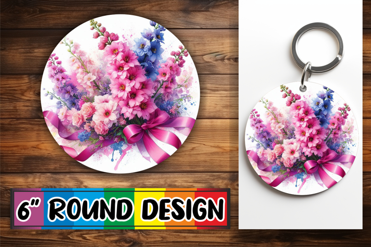 Timeless Circle Keychain Designs PNG, Flowers