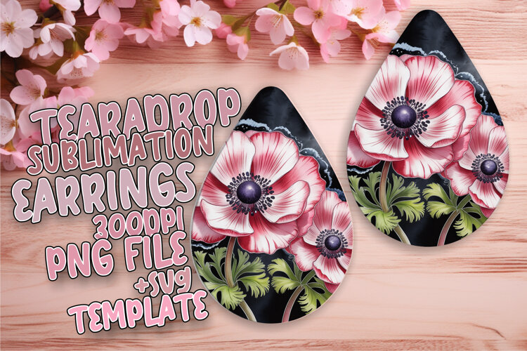 Trendy Teardrop Earrings Design PNG , Flowers example image 1