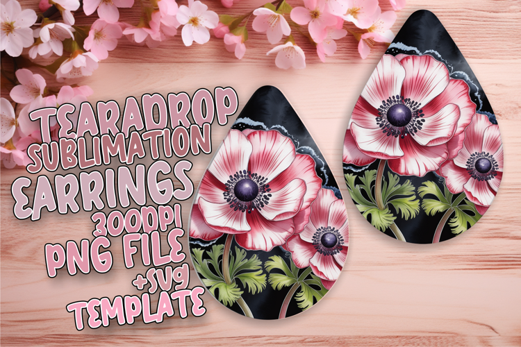 Trendy Teardrop Earrings Design PNG , Flowers