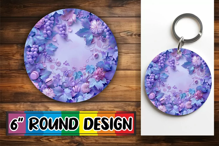 Blooming 3D Round Keychain Design for