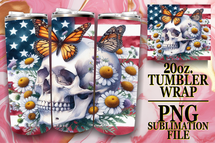 WHIMSICAL MOMENTS 20oz TUMBLER WRAP, Skull USA