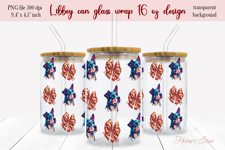 Valentines day pattern Libbey Can Glass Wrap 16oz design png