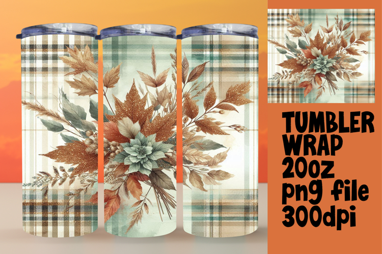 Sublimation Ready 20oz Tumbler , Autumn Flower