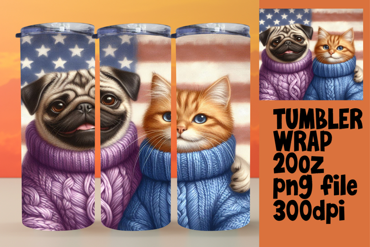 20oz Sublimation Template for Creatives , Dog and cat