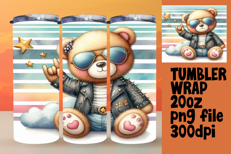 VIBRANT Sublimation Tumbler Design , Teddy Bear