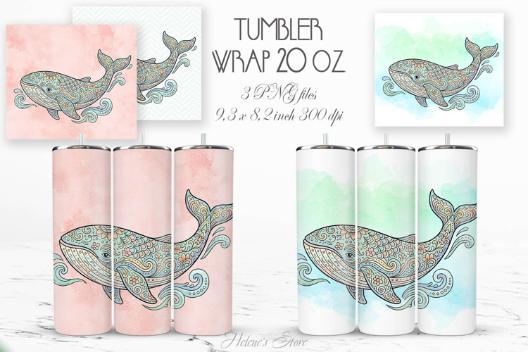 Cute ocean whale pastel straight tumbler 20oz wrap designs