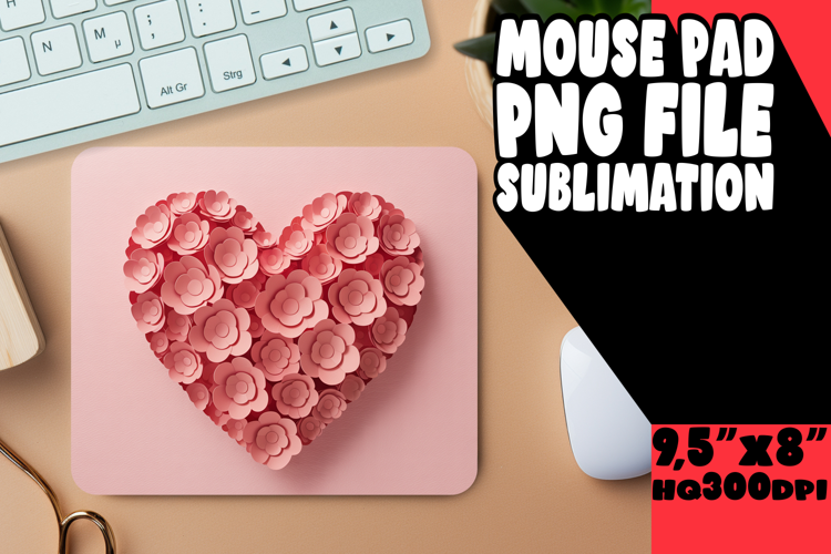 Joyful Mouse Pad Designs PNG, Flowers Heart