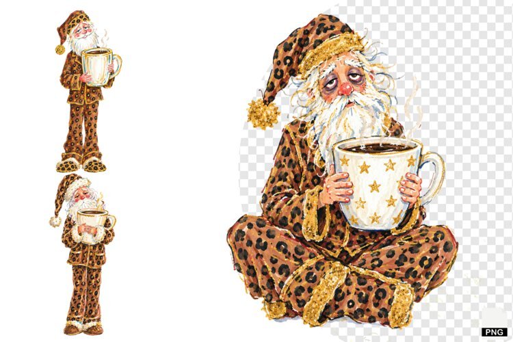 Christmas Santa Love Coffee PNG example image 1