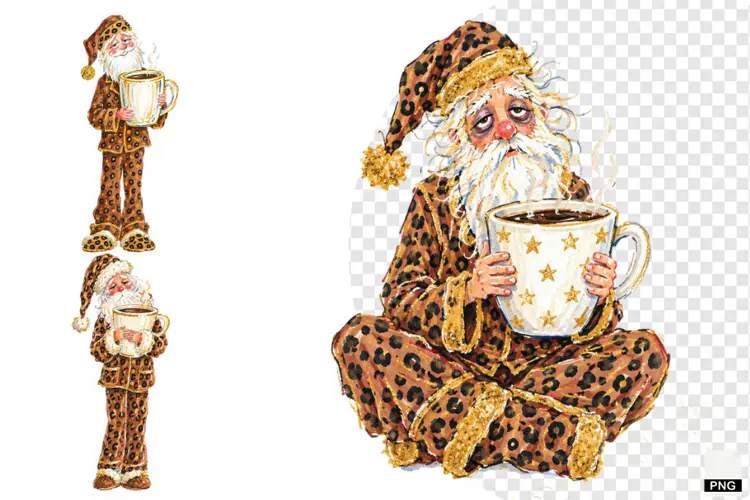 Christmas Santa Love Coffee PNG