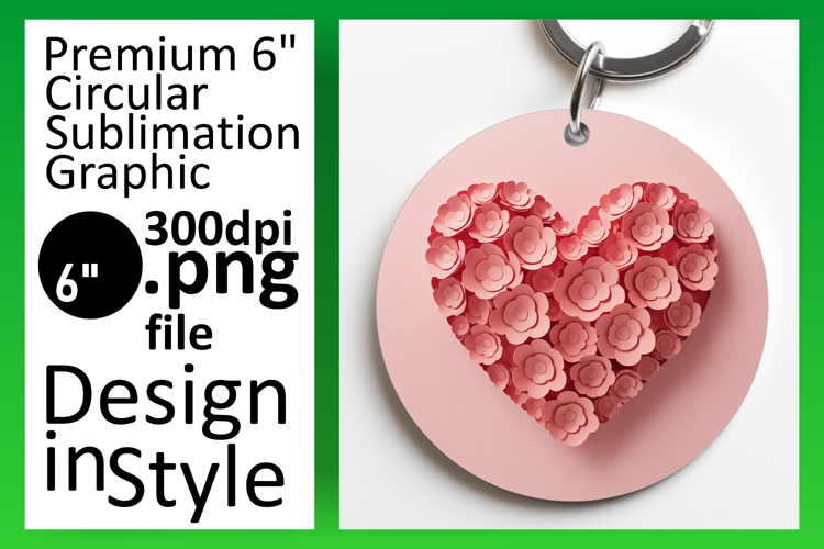 Chic Circle Design for Keychains , Flowers Heart