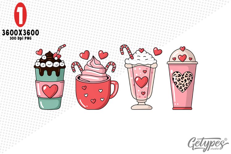 Valentine Coffee Sublimation Clipart - High Quality Design