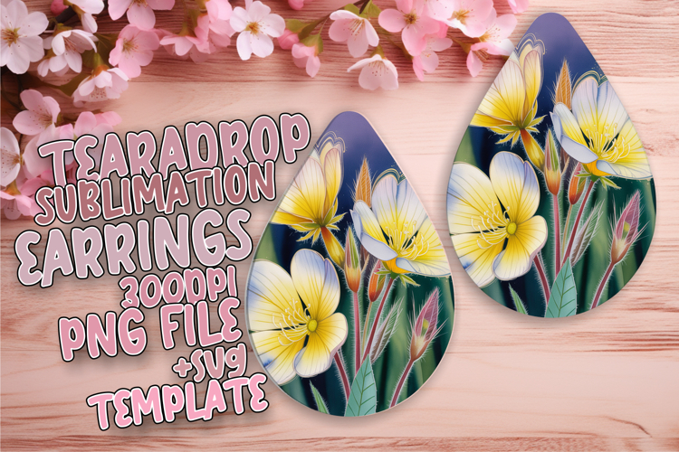 Vibrant Teardrop Earrings Design for Printing , Flowers