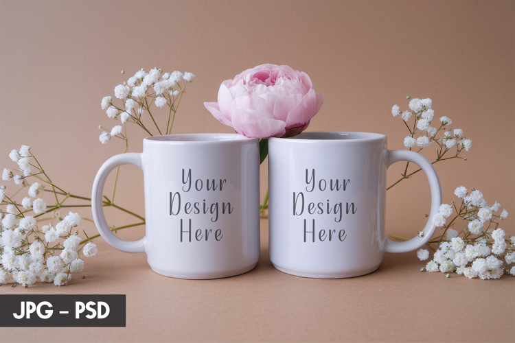 Pink Rose Mug Mockup PSD