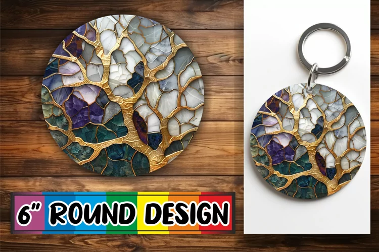 Radiant Round Keychains: Mosaic Marvels