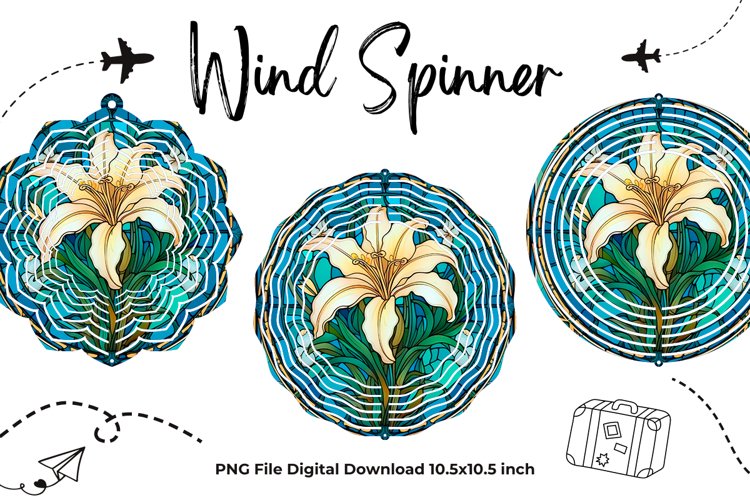 Lily Flower Stained Glass Wind Spinner Template Sublimation