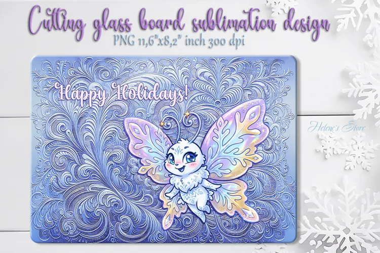 Cute Snowflake Butterfly kitchen glass cutting board design