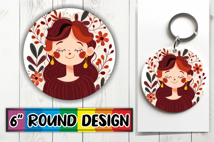 Stunning Watercolor Round Design with Female Portrait PNG