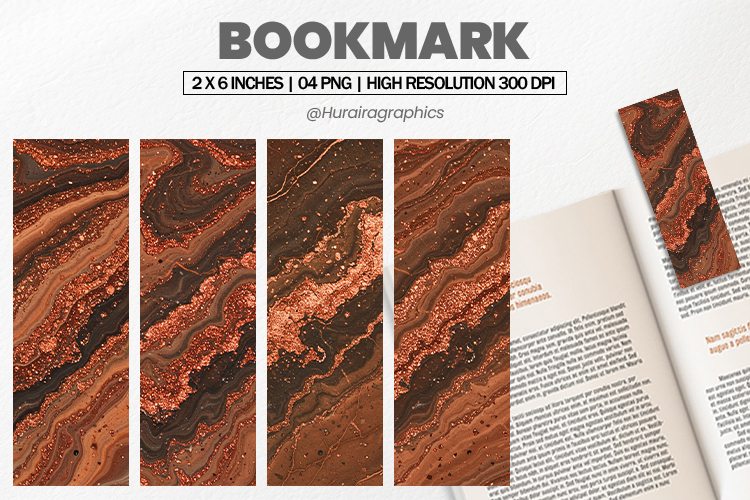 Copper Marble Bookmark PNG, Bookmark Sublimation