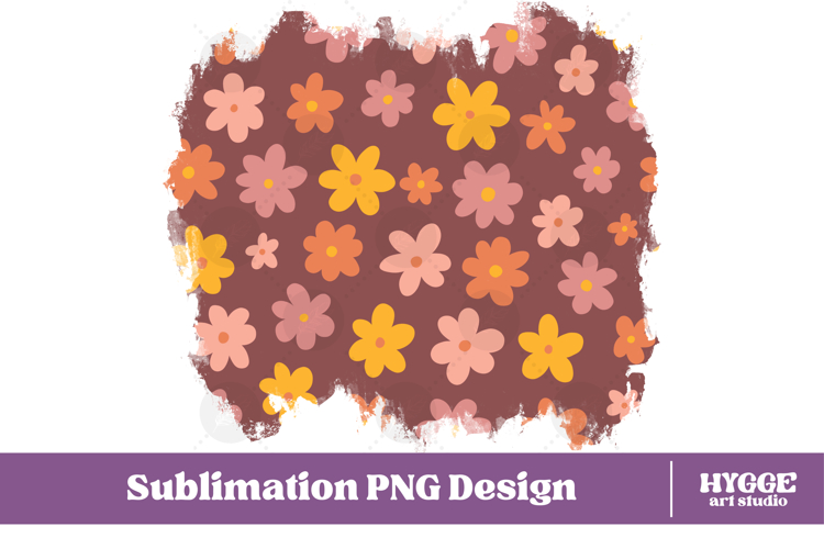Retro Flowers Background Png Floral Paper Sublimation Splash
