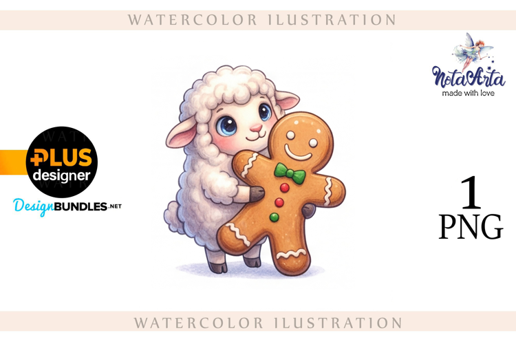 Christmas Sheep in Watercolor Style