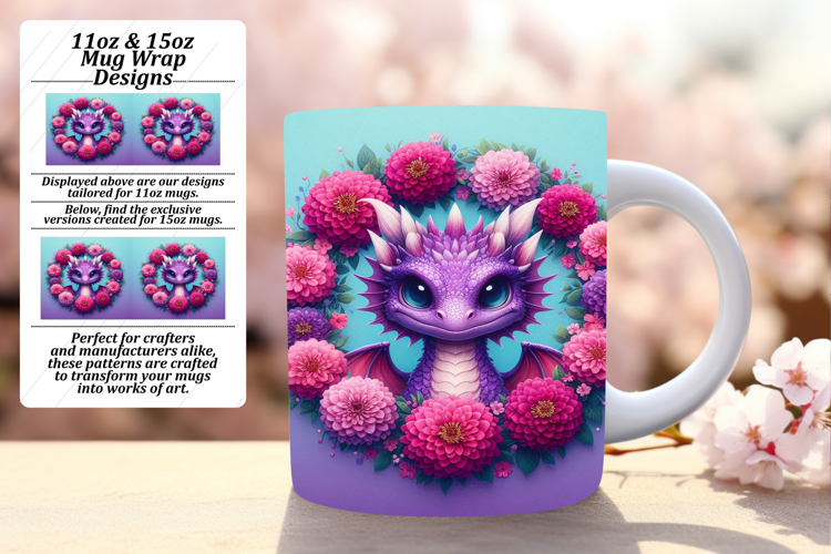 Custom 11oz Mug Wrap Png Design , Dragon