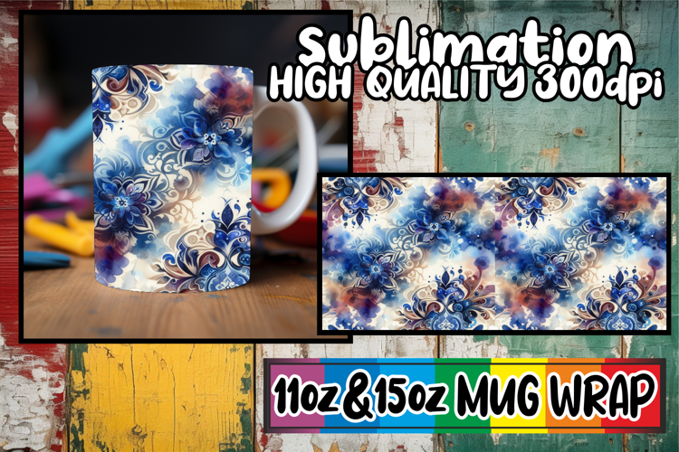 Whimsical nights 11oz 15oz sublimation wrap, Watercolor Patt