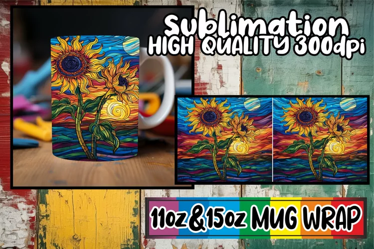 Blossoming Retro Flower Fantasy: Spring Mug Wrap Sublimation