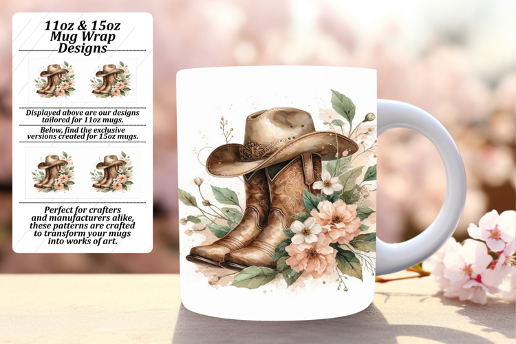SLEEK 11oz PNG Mug Wrap Artwork , Western