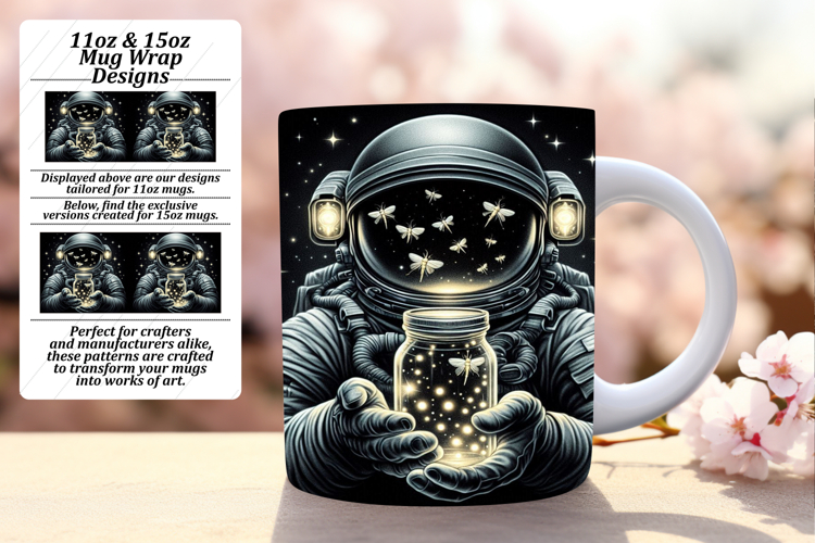 STUNNING 15oz PNG Mug Wrap Design , Astronaut