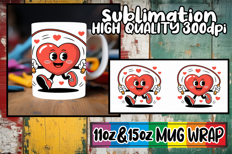 Bright adventures 11oz 15oz mug wrap, Valenines Heart