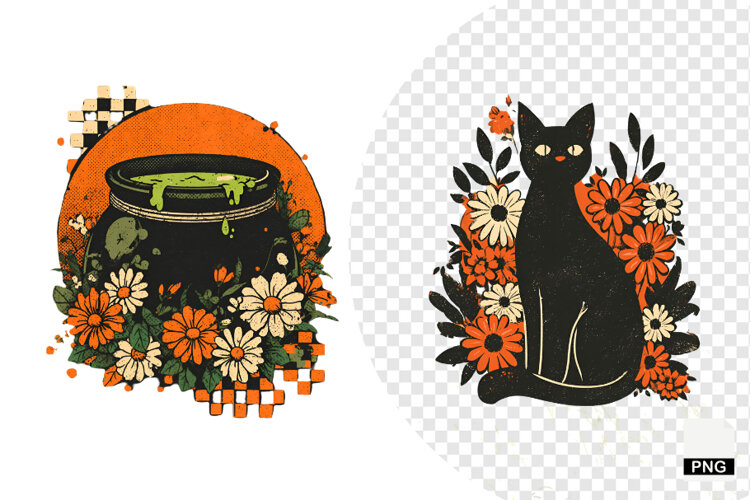 Retro Halloween Clipart example image 1