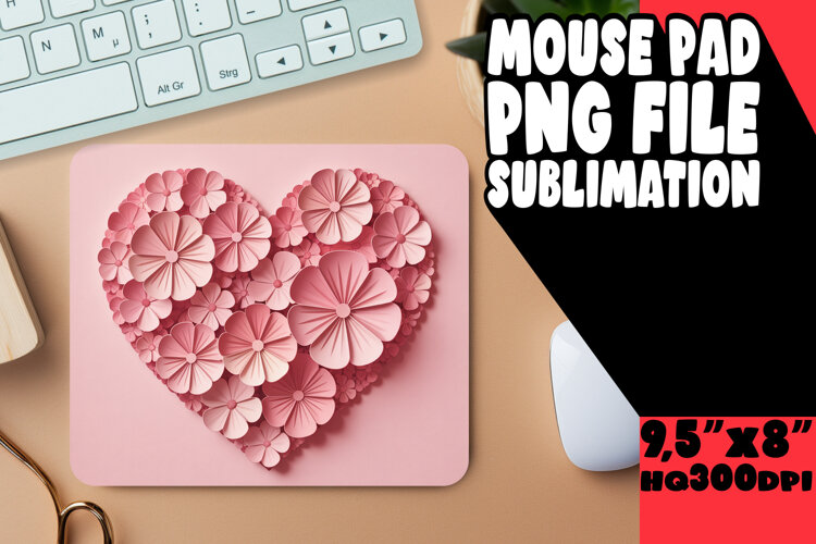 Enchanted Mouse Mat Sublimation, Flowers Heart example image 1
