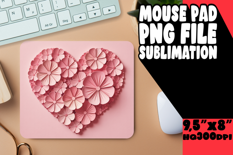 Enchanted Mouse Mat Sublimation, Flowers Heart