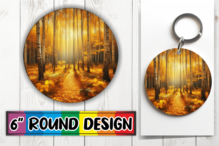 Enchanted Keychain Round Sublimation PNG, Autumn