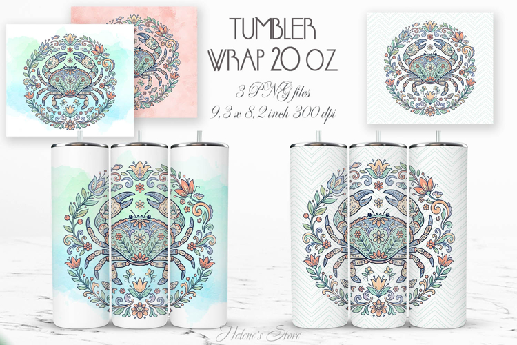 Cute ocean crab pastel straight tumbler 20oz wrap designs