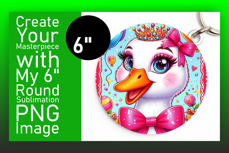 Artistic Keychain Circle Design PNG , Goose