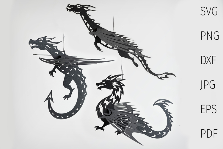 3D dragon Paper Cut Template, svg ornament