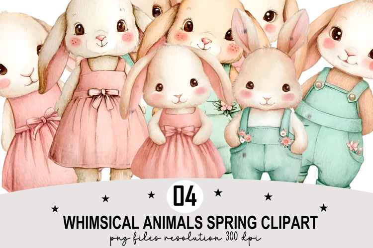 Whimsical Animals Spring Clipart Watercolor png